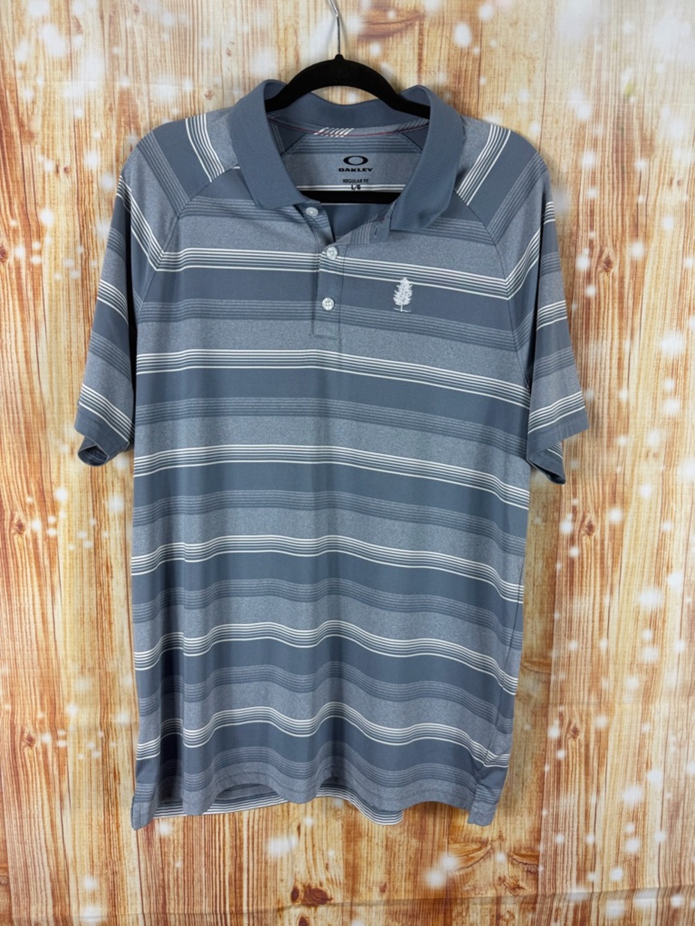 Oakley Men's Blue-Gray Striped Polo Shirt